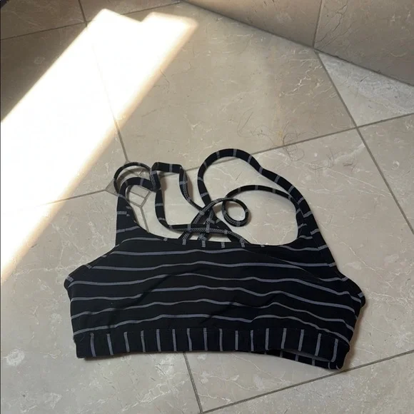 Athleta Black and Gray Striped Sports Bra - Picture 1 of 3
